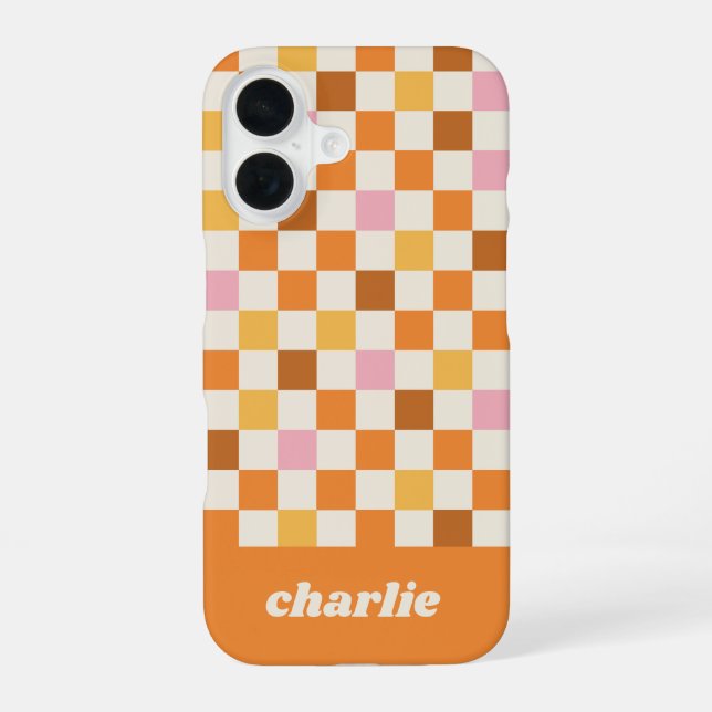 Trendy Retro Checkerboard Monogram Iphone Case (Back)