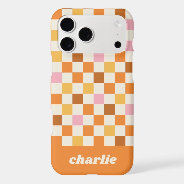 Trendy Retro Checkerboard Monogram Iphone Case (Back)