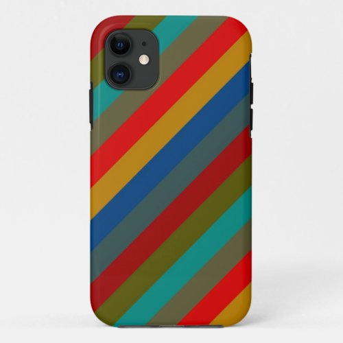 Trendy Retro Color Stripe Pattern iPhone 11 Case