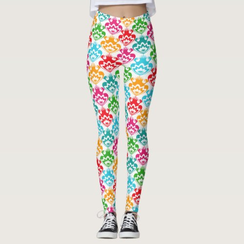 Trendy retro colorful folk flowers wallet leggings