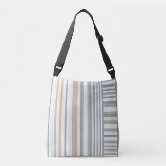 Trendy retro colors beige green brown stripes Crossbody Bag