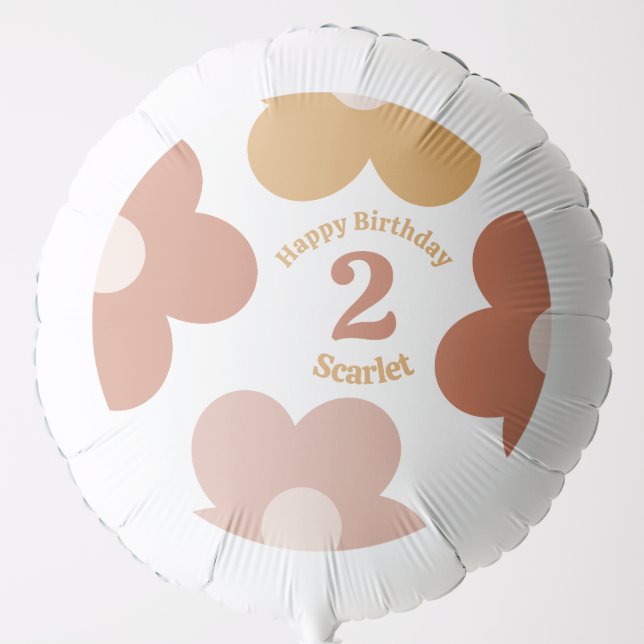 Trendy Retro Daisies Girl Birthday Balloon (Front)