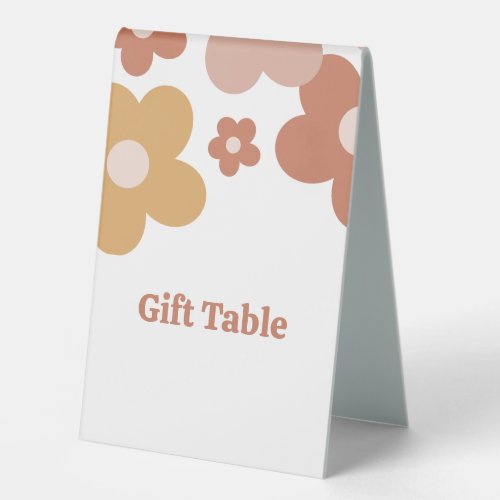 Trendy Retro Daisies Girl Birthday Table Tent Sign