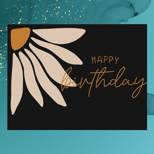 Trendy Retro Floral Flower Happy Birthday Postcard