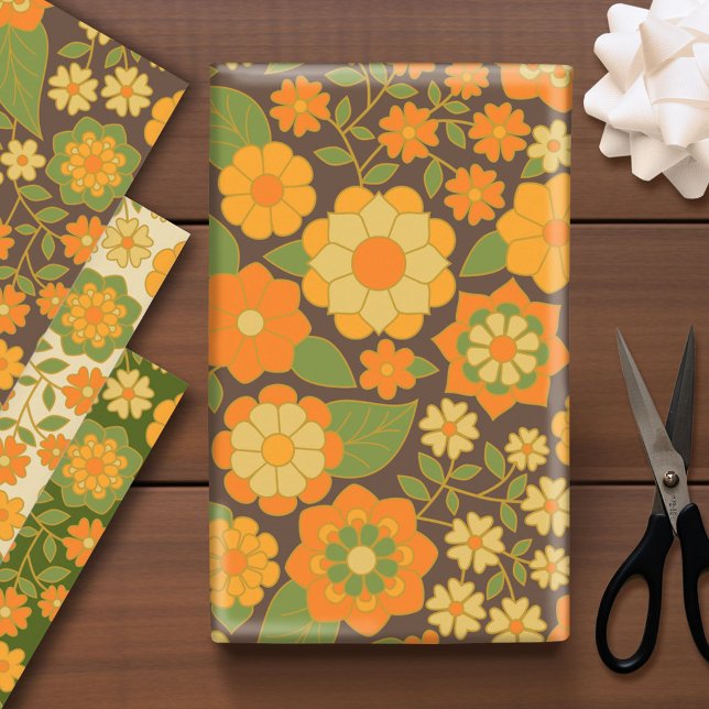 Trendy Retro Floral Pattern - funky Wrapping Paper Sheets (Custom Wrapping Paper)