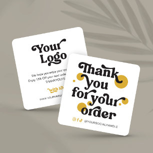 Trendy Retro Font Logo Business Thank You Discount Note Card