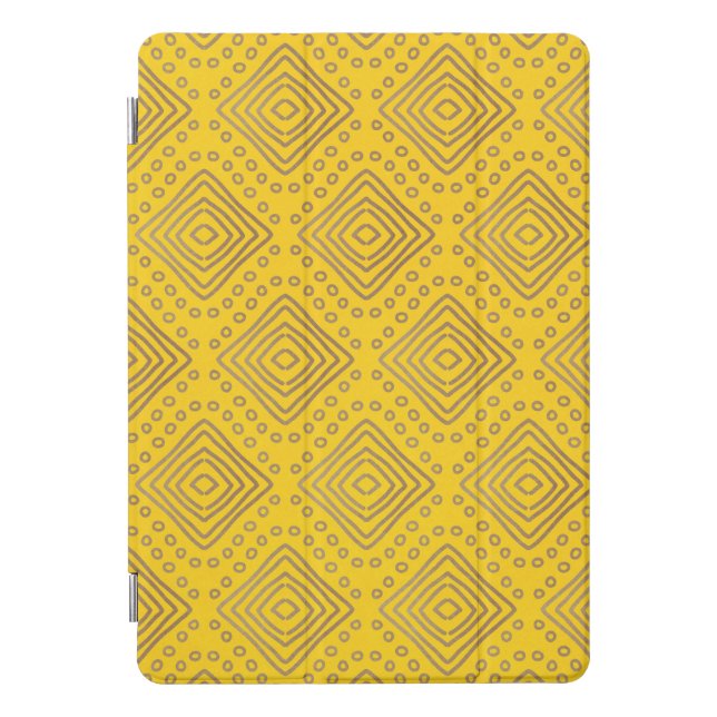 Trendy Retro Geometric Mustard Yellow iPad Case (Front)