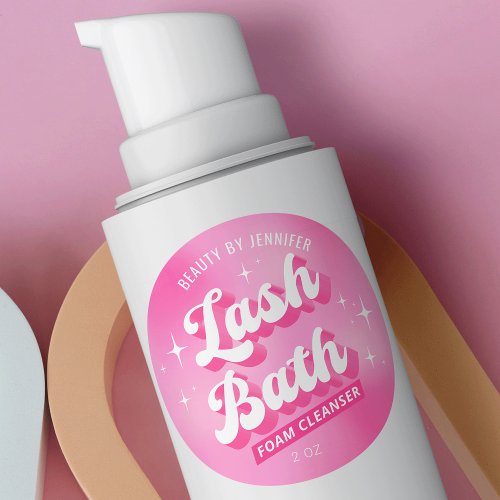Trendy Retro Girly Pink Lash Bath Cleanser Label