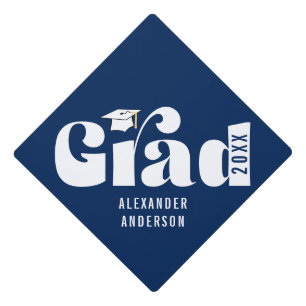 Trendy Retro Grad Class of 2026 Graduation Cap Topper