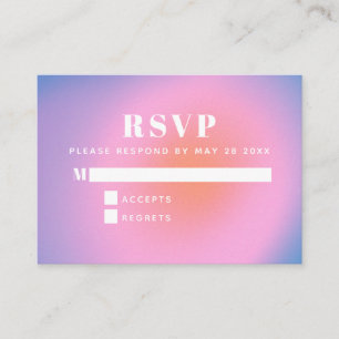 Trendy Retro Gradient Pink and Purple RSVP Enclosure Card