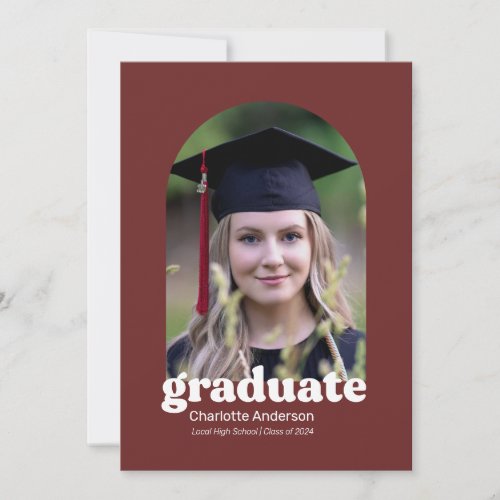 Trendy Retro Graduation Announcement in Green