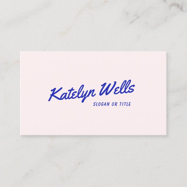 Trendy Retro Handwritten Typography Pink Business Card (Front)