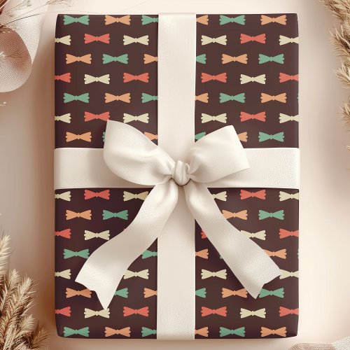 Trendy Retro Hipster Bow Ties Pattern Wrapping Paper