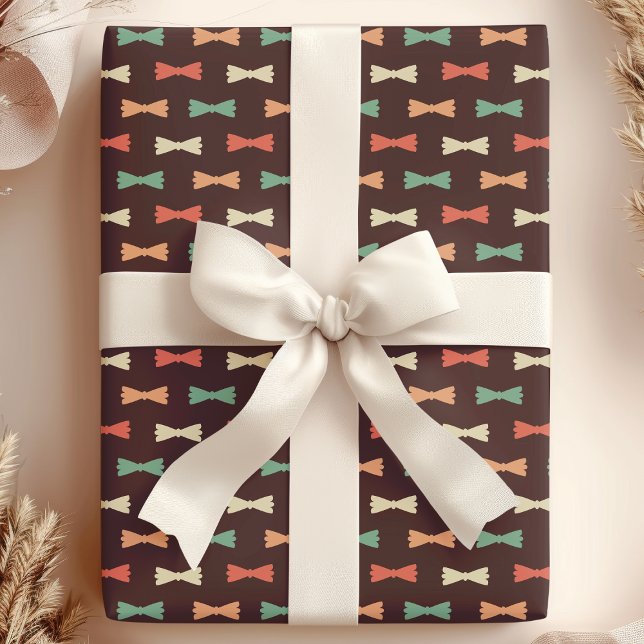 Trendy Retro Hipster Bow Ties Pattern Wrapping Paper (Creator Uploaded)