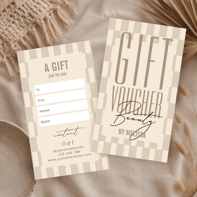 Trendy Retro Neutral Beige Spa Salon Gift Voucher (Creator Uploaded)