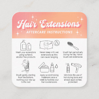 Trendy Retro Peach Logo Hair Extensions Aftercare Square Business Card