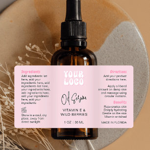 Trendy Retro Pink 1 OZ 30ml Dropper Bottle Label