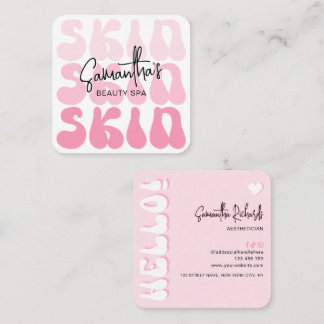 Trendy Retro Pink Beauty Salon Skin Aesthetician Square Business Card