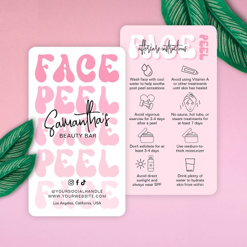 Trendy Retro Pink Face Peel Aftercare Aesthetician Business Card