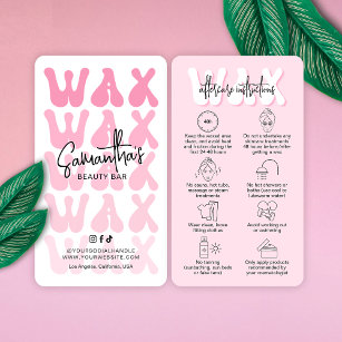 Trendy Retro Pink Modern Salon Waxing Aftercare Business Card