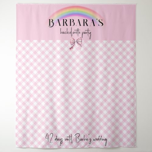 Trendy Retro Plaid Gingham Checkerboard Girly Pink Tapestry