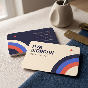 Trendy Retro Rainbow Business Card