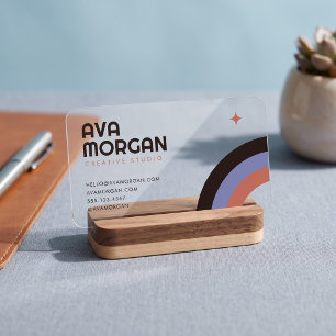 Trendy Retro Rainbow Creative Clear Business Cards