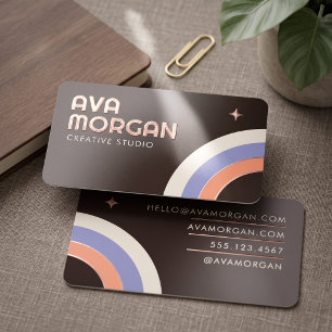 Trendy Retro Rainbow Creative Foil Business Cards