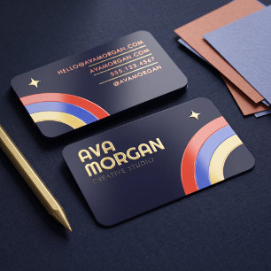Trendy Retro Rainbow Foil Spot Gloss Business Cards