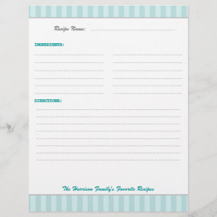 Trendy Retro Recipes Binder Insert