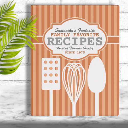 Trendy Retro Recipes Orange Personalized Mini Binder