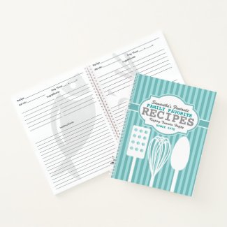 Trendy Retro Recipes Personalized Notebook