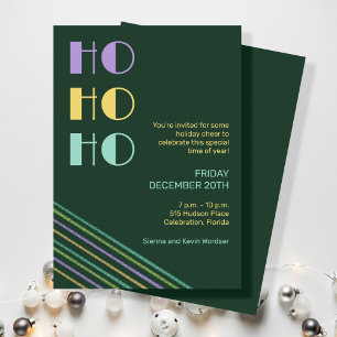 Trendy Retro style HO-HO-HO lines Invitation