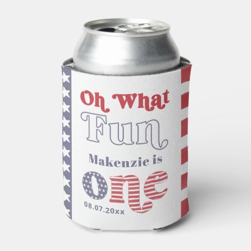 Trendy Retro Summer 1st Birthday Party Favor Can Cooler