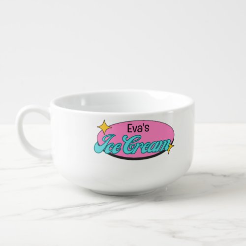 Trendy Retro Typography With Name Ice Cream Bowl 