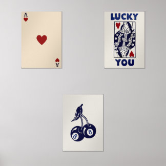 Trendy Retro Wall Art Set, Lucky You Poster Sets