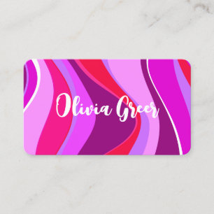 Trendy Retro Waves 70's 80s Pink Magenta Purple Business Card