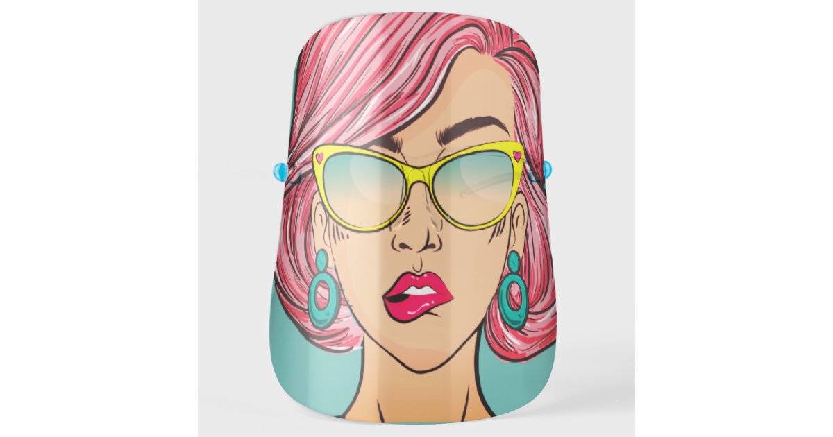 Trendy Retro Woman Face Glasses Earrings Pop Art Face Shield Zazzle Com