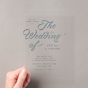 Trendy Ribbon Elegant Script Wedding Invitation