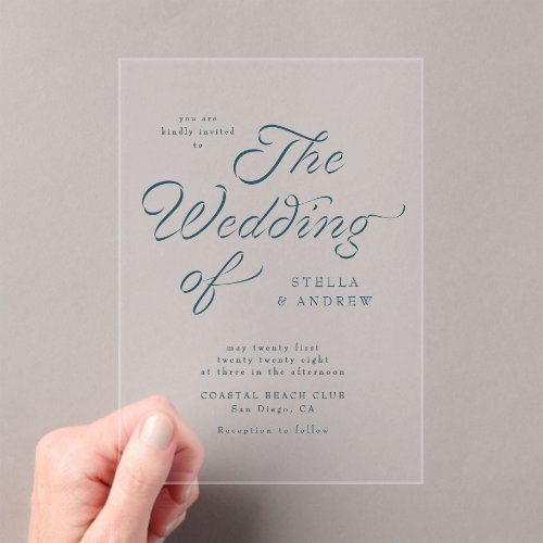 Trendy Ribbon Elegant Script Wedding Invitation