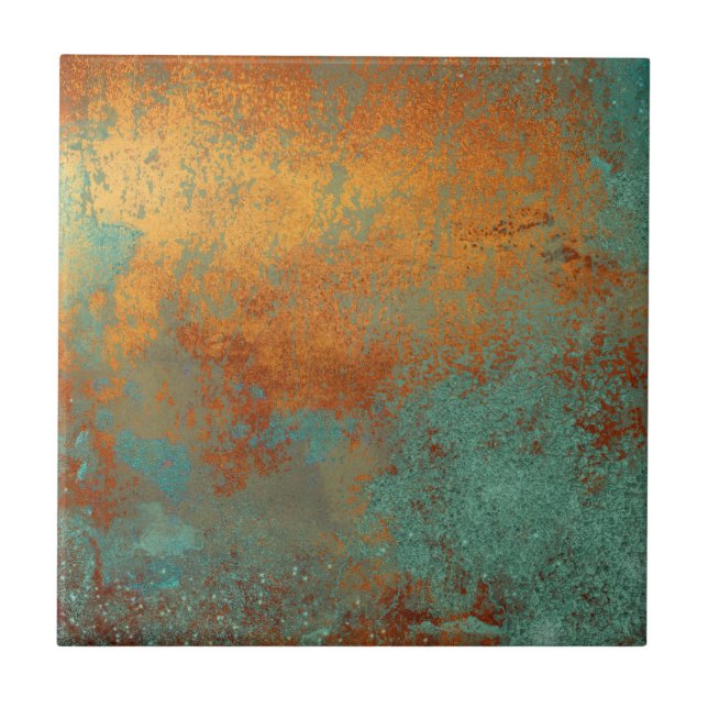 Trendy Rich Copper Patina Metallic Ceramic Tile (Front)