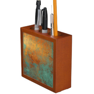 Trendy Rich Copper Patina Metallic Desk Organizer