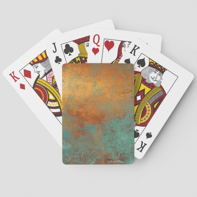 Trendy Rich Copper Patina Metallic Poker Cards (Back)