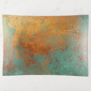 Trendy Rich Copper Patina Metallic Trinket Tray