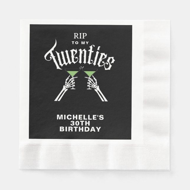 Trendy RIP To My Twenties 30th Birthday Party Napkins (Front)