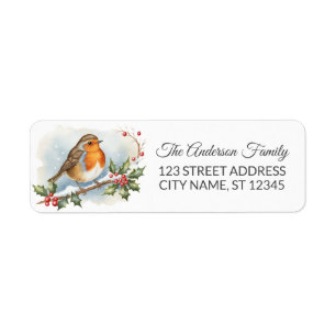 Trendy Robin Bird Winter Christmas Return Address Label