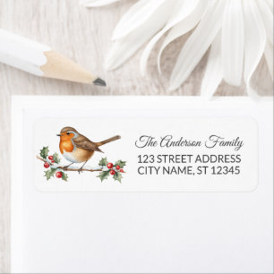 Trendy Robin Bird Winter Christmas Return Address Label