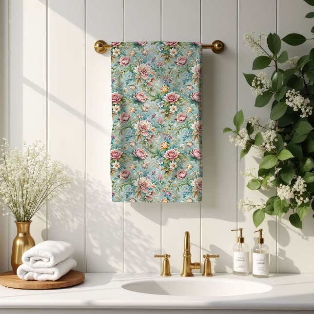 Trendy Rococo Towels Pastel Floral Bathroom Charm (Trendy Rococo Towels Pastel Floral Bathroom Charm)