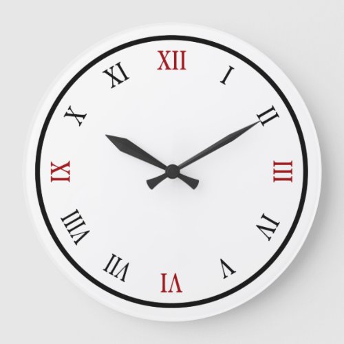 Trendy Roman Numeral Red Black Wall Clock