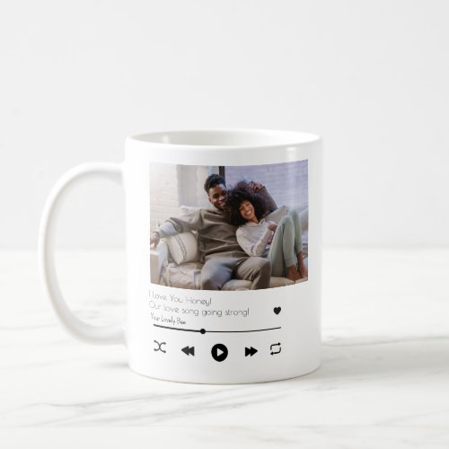 Trendy Romantic Couple Music Player Heart Photo Coffee Mug